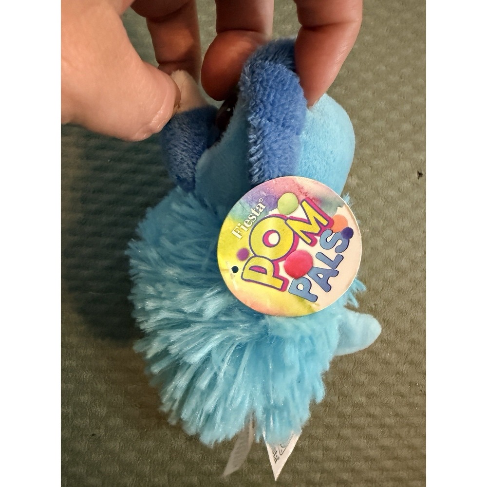 Fiesta Toys Tippy the Triceratops Pom Pals Beanbag Plush Toy 4.5 inches - Picture 3 of 10
